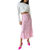 Zebra Pattern High Waist A-Line Flowing Long Skirt